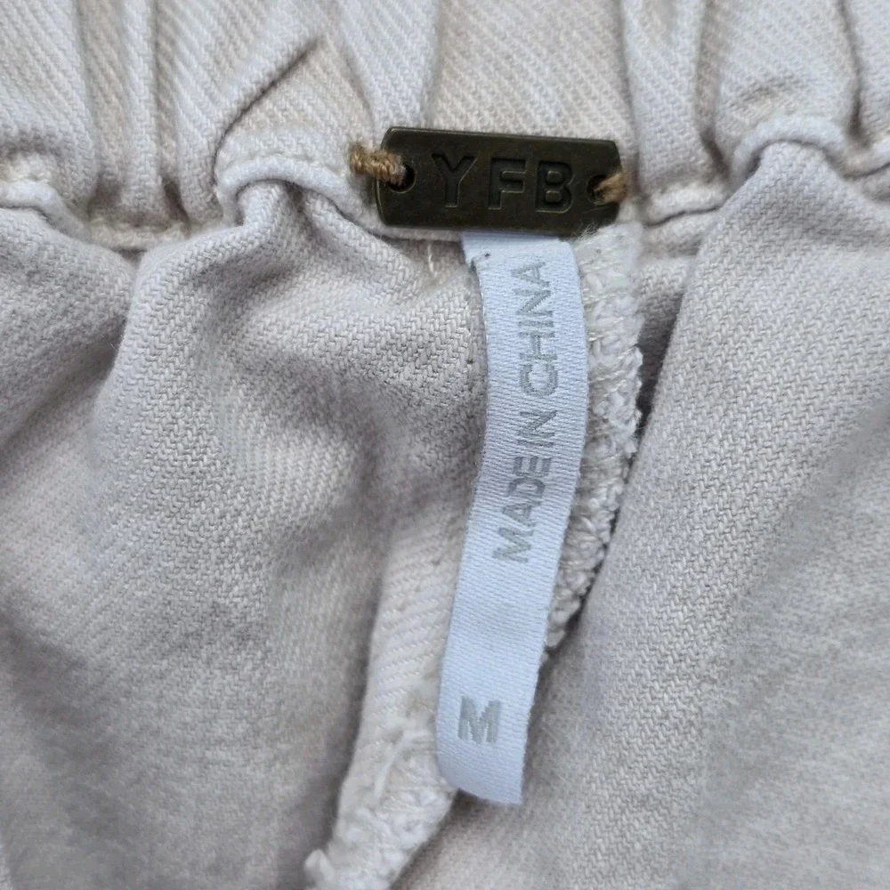 Young Fabulous Broke Ryker Pants Size Medium Beige Wide Leg Neutral Khaki Tan‎